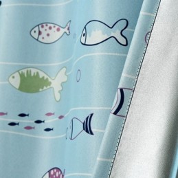 Cartoon Fisch Muster Blau Verdunkelungsvorhänge Bedruckter Vorhang Maßgefertigter Vorhang Für Kinderzimmer
