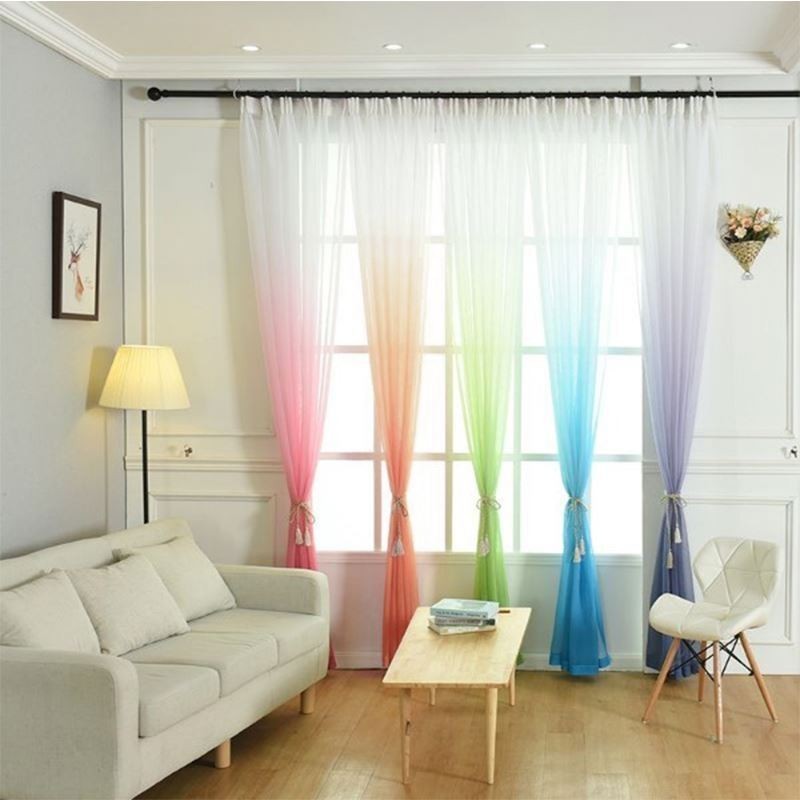 Atmungsaktive Voile-Vorhänge Für Das Wohnzimmer, Transparent, Für Moderne, Minimalistische Druckdesigns