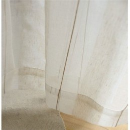Japanischer Schlichter Vorhang, Maßgefertigt, Großer Streifen-Jacquard, Weißer Flachsstoff