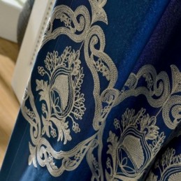 Nordischer Einfacher Vorhang, Maßgeschneiderter Vorhang, Blaue Stickerei, Wohnzimmer, Arbeitszimmer, Stoff
