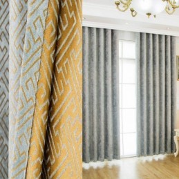 Vorhang Im Nordischen Abstrakten Stil, Maßgefertigt, Vorhang Maze Jarquard, Wohnzimmer, Bice Chenille, Verdunkelungsstoff