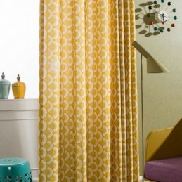 Gelbe Baumwollgardine Nach Maß Vorhang Muschel Unikat Bedruckt Schlafzimmer Wohnzimmer