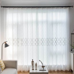 Moderner, Schlichter, Transparenter Vorhang, Maßgefertigt, Vorhanggeometrie, Jacquard, Wohnzimmer, Arbeitszimmer, Stoff