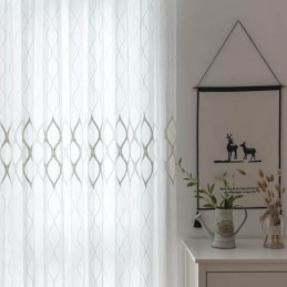 Moderner, Schlichter, Transparenter Vorhang, Maßgefertigt, Vorhanggeometrie, Jacquard, Wohnzimmer, Arbeitszimmer, Stoff