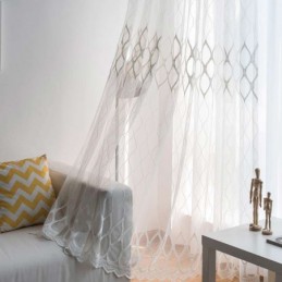 Moderner, Schlichter, Transparenter Vorhang, Maßgefertigt, Vorhanggeometrie, Jacquard, Wohnzimmer, Arbeitszimmer, Stoff