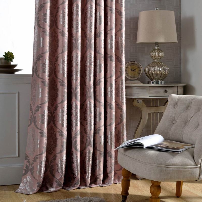 Europäischer Ländlicher Vorhang, Maßgeschneiderter Vorhang, Rosa Jacquard, Schlafzimmer, Verdunkelungsstoff
