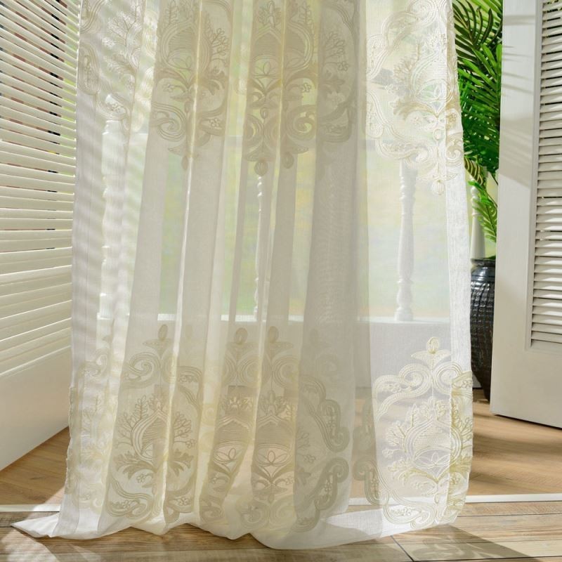 Nordischer Einfacher Transparenter Vorhang Nach Maß Vorhang Europäische Blumenstickerei Wohnzimmer Arbeitszimmer Stoff