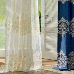 Nordischer Einfacher Transparenter Vorhang Nach Maß Vorhang Europäische Blumenstickerei Wohnzimmer Arbeitszimmer Stoff