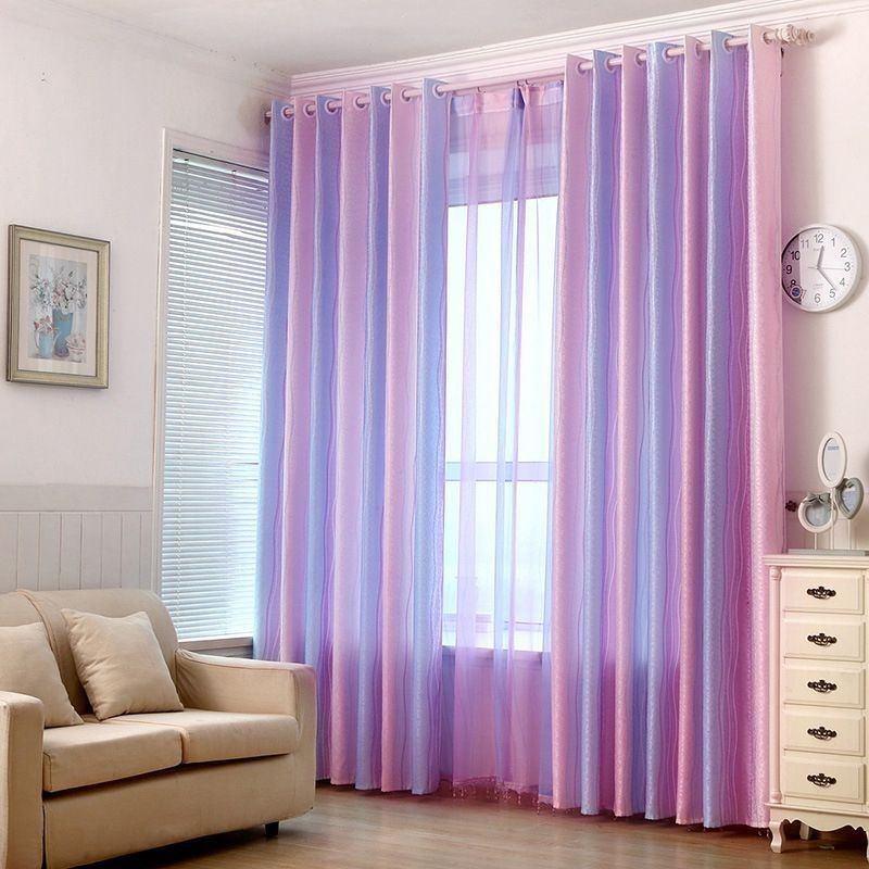 Moderne Jacquard-Vorhänge Mit Farbverlauf, Bunter Streifenvorhang, Maßgefertigter Vorhang Für Mädchenschlafzimmer