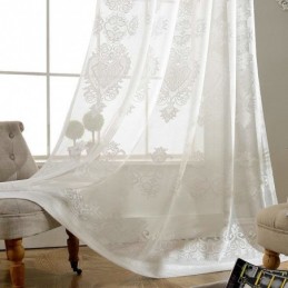 Europäischer Klassischer Transparenter Vorhang, Maßgefertigter Vorhang, Blumen-Jacquard, Wohnzimmer, Arbeitszimmer, Weicher Baumwollstoff
