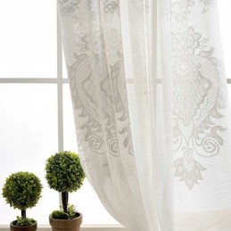 Europäischer Klassischer Transparenter Vorhang, Maßgefertigter Vorhang, Blumen-Jacquard, Wohnzimmer, Arbeitszimmer, Weicher Baumwollstoff