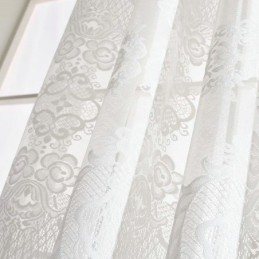 Europäischer Klassischer Transparenter Vorhang, Maßgefertigter Vorhang, Blumen-Jacquard, Wohnzimmer, Arbeitszimmer, Weicher Baumwollstoff