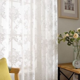 Schlichter Klassischer Transparenter Vorhang, Maßgefertigter Vorhang, Europäischer Blumen-Jacquard-Stoff Für Wohnzimmer Und Schlafzimmer