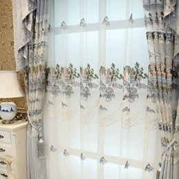 Luxus-Vorhang Nach Maß, Bestickter Bergtüll, Für Wohnzimmer Und Schlafzimmer