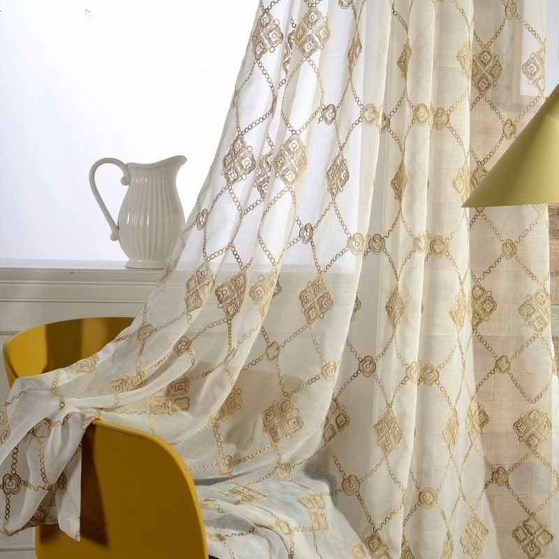Nordic Sheer Vorhänge Diamant Muster Fenster Für Wohnzimmer Schlafzimmer