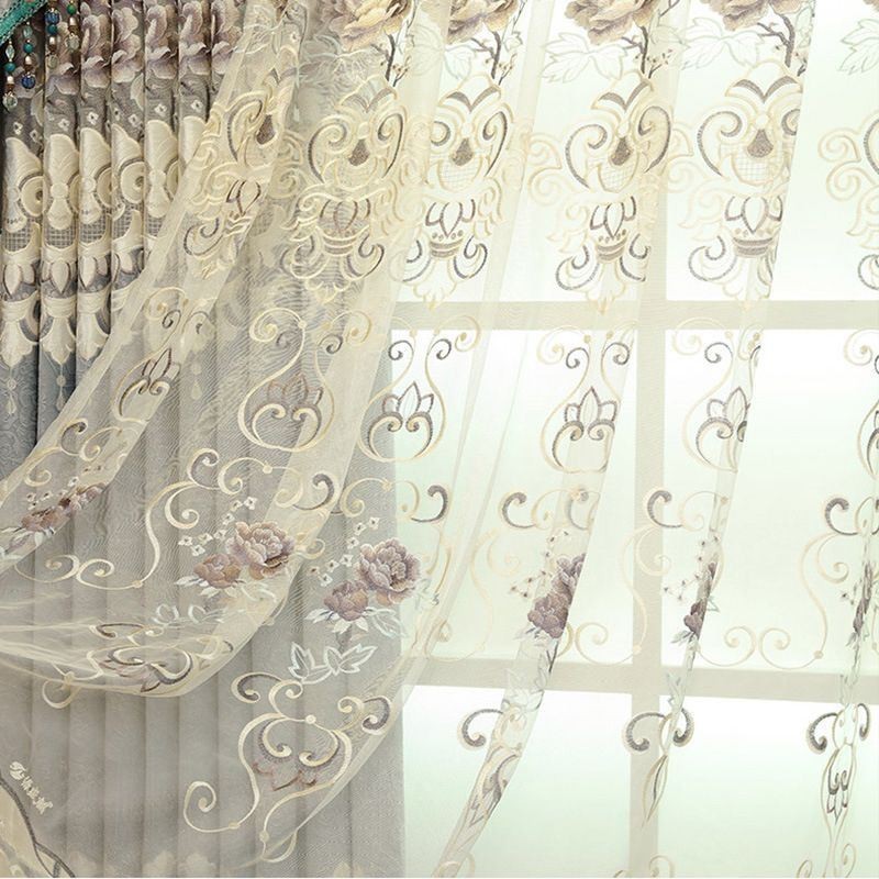 Moderne Florale Transparente Tüllvorhänge Für Wohnzimmer Und Schlafzimmer