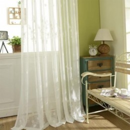 Bestickter Fenstervorhang Nach Maß, Floraler Weißer Tüll Für Wohnzimmer Und Schlafzimmer