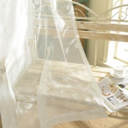 Bestickter Fenstervorhang Nach Maß, Floraler Weißer Tüll Für Wohnzimmer Und Schlafzimmer