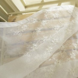 Bestickter Fenstervorhang Nach Maß, Floraler Weißer Tüll Für Wohnzimmer Und Schlafzimmer