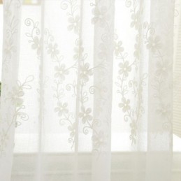 Bestickter Fenstervorhang Nach Maß, Floraler Weißer Tüll Für Wohnzimmer Und Schlafzimmer