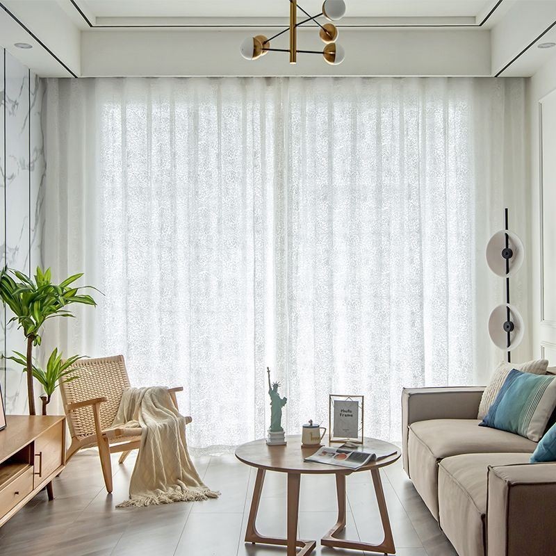 Nordische Tüll-Vorhänge, Eleganter Weißer Voile-Vorhang, Maßgefertigt, Vorhang-Jalousie-Panel Für Wohnzimmer, Eins