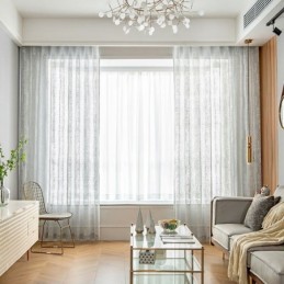 Nordische Tüll-Vorhänge, Eleganter Weißer Voile-Vorhang, Maßgefertigt, Vorhang-Jalousie-Panel Für Wohnzimmer, Eins