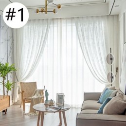 Nordische Tüll-Vorhänge, Eleganter Weißer Voile-Vorhang, Maßgefertigt, Vorhang-Jalousie-Panel Für Wohnzimmer, Eins