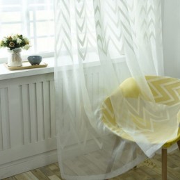 Moderner Bestickter Vorhang, Maßgefertigt, Geometrisches Wellenmuster, Fensterschirm Für Balkon