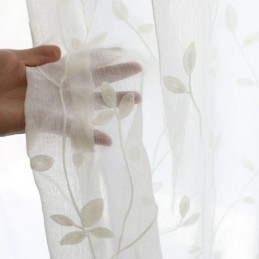 Weiße Schiere Voile-Vorhänge, Dekorative Ranken-Stickerei, Fenstervorhänge Für Schlafzimmer