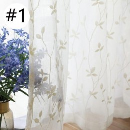 Weiße Schiere Voile-Vorhänge, Dekorative Ranken-Stickerei, Fenstervorhänge Für Schlafzimmer