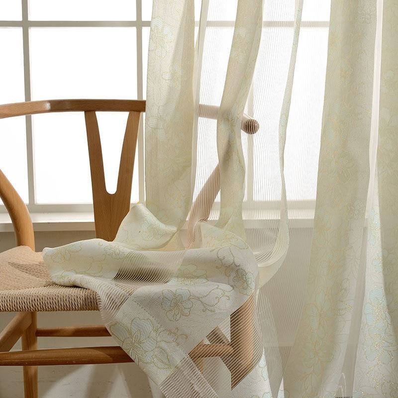 Schlichter Ländlicher Gardinenvorhang, Maßgefertigt, Pfirsichblüten-Jacquard, Schlafzimmer, Wohnzimmer, Stoff