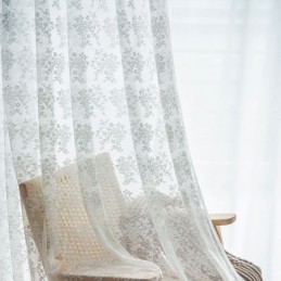 Florale Tüllvorhänge, Eleganter Weißer Voile-Vorhang, Maßgefertigt, Vorhang-Jalousie-Panel Für Wohnzimmer, Eins