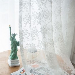 Florale Tüllvorhänge, Eleganter Weißer Voile-Vorhang, Maßgefertigt, Vorhang-Jalousie-Panel Für Wohnzimmer, Eins