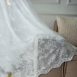 Florale Tüllvorhänge, Eleganter Weißer Voile-Vorhang, Maßgefertigt, Vorhang-Jalousie-Panel Für Wohnzimmer, Eins