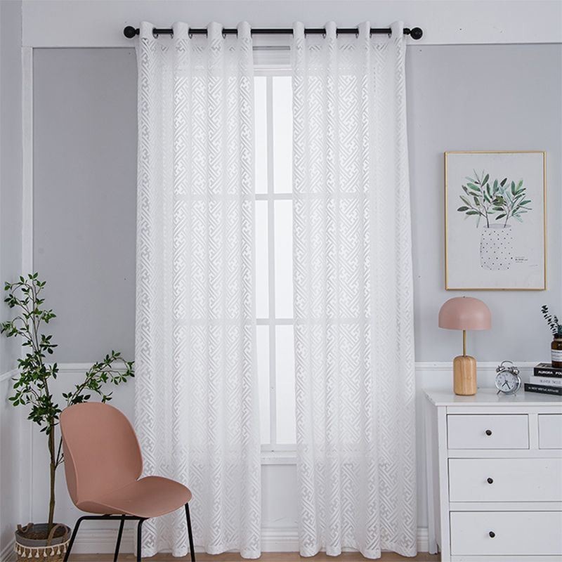 Moderne Weiße Tüllvorhänge Für Schlafzimmer, Geometrische Gardinen, Maßgefertigt, Vorhangvorhänge, Fenster