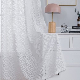 Moderne Weiße Tüllvorhänge Für Schlafzimmer, Geometrische Gardinen, Maßgefertigt, Vorhangvorhänge, Fenster