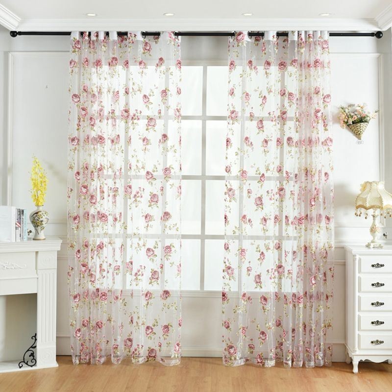Moderne Blume Tüll Vorhänge Pastoralen Sheer Voile Für Wohnzimmer
