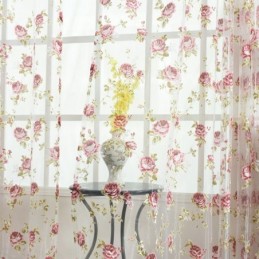 Moderne Blume Tüll Vorhänge Pastoralen Sheer Voile Für Wohnzimmer