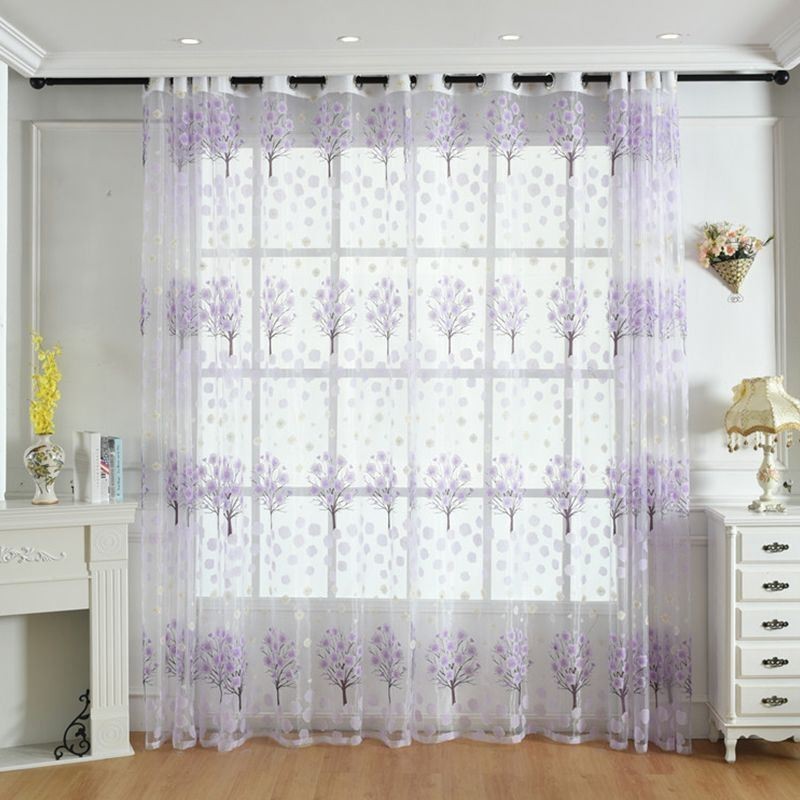 Moderne Gardinen Mit Blumenmuster Aus Tüll Für Das Wohnzimmer