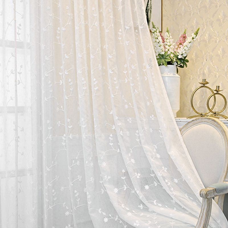 Dekorative Fenstergitter Pflanzenbestickte Tüllvorhänge Für Schlafzimmer