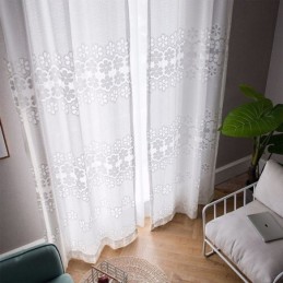 Moderne Weiße Tüllvorhänge Blumenvorhänge Maßgefertigter Vorhang Für Wohnzimmer