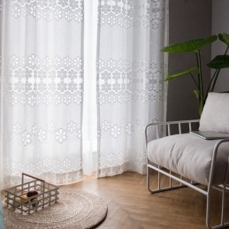 Moderne Weiße Tüllvorhänge Blumenvorhänge Maßgefertigter Vorhang Für Wohnzimmer
