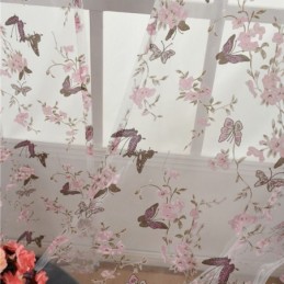 Schmetterling Blume Bedruckte Tüllvorhänge Fenstervorhang Dekor Voile Vorhang Maßgefertigt Vorhang