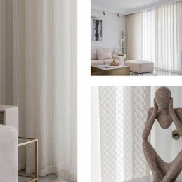 Moderne Weiße Tüllvorhänge, Geometrische Gardinen, Maßgefertigter Vorhang Für Wohnzimmer