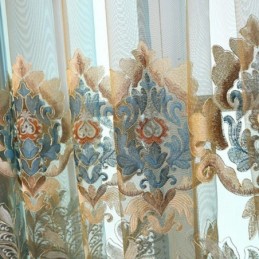 Exquisiter Tüllvorhang Nach Maß, Europäische Bestickte Florale Gardinen Zur Raumdekoration