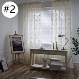 Weiße Schiere Voile-Vorhänge, Dekorative Ranken-Stickerei, Fenstervorhänge Für Schlafzimmer