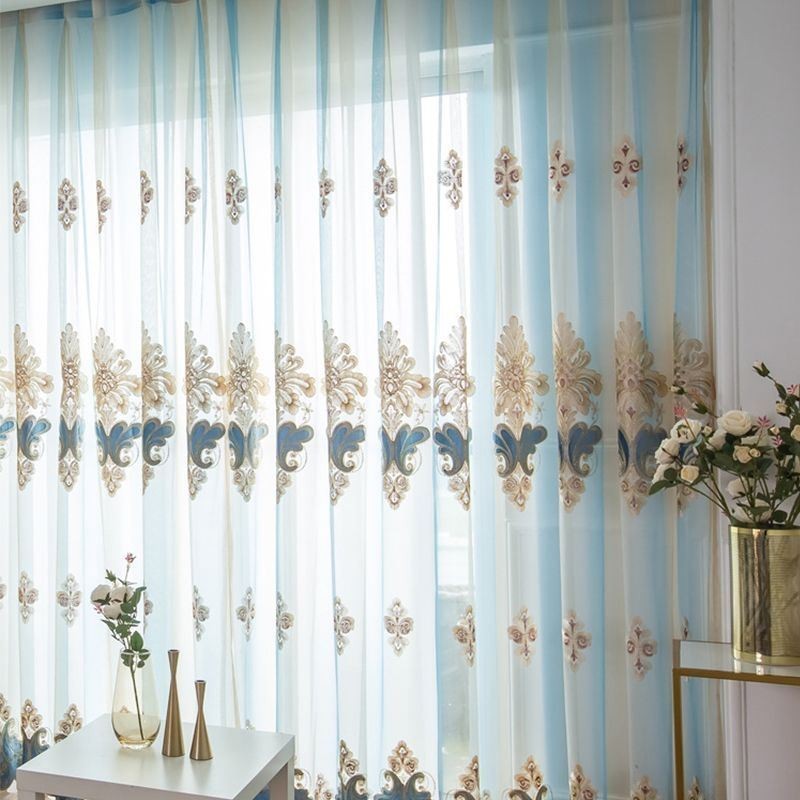 Luxus Gardinen Mit Floralen Stickereien, Halbvoile-Vorhang, Maßgefertigt Für Schlafzimmer
