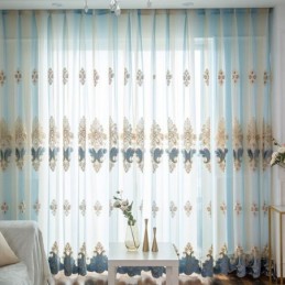 Luxus Gardinen Mit Floralen Stickereien, Halbvoile-Vorhang, Maßgefertigt Für Schlafzimmer