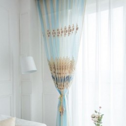 Luxus Gardinen Mit Floralen Stickereien, Halbvoile-Vorhang, Maßgefertigt Für Schlafzimmer