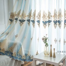 Luxus Gardinen Mit Floralen Stickereien, Halbvoile-Vorhang, Maßgefertigt Für Schlafzimmer